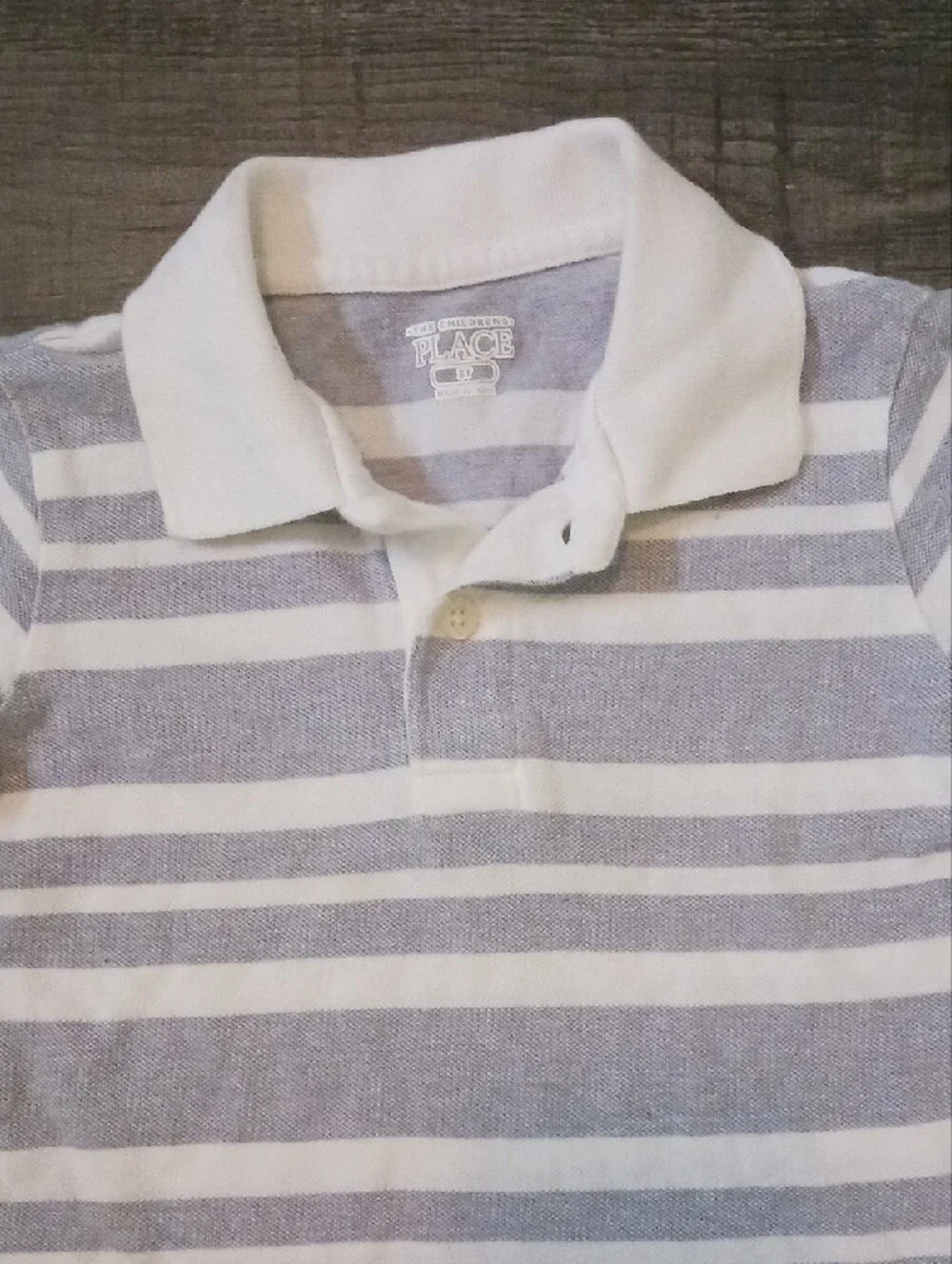 The Children's Place Gray & White Striped Polo